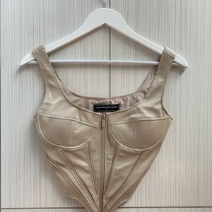 Manier DeVoir Faux Leather Corset Top